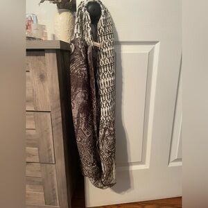 Brown and White Patterned Infinity Scarf